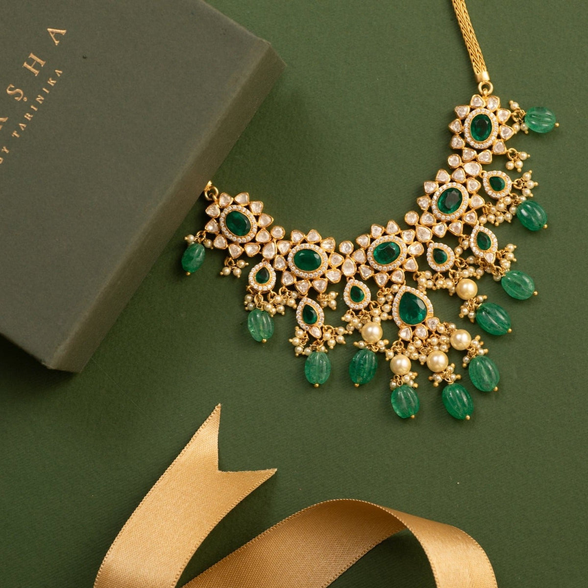 Tejal Moissanite CZ Silver Choker