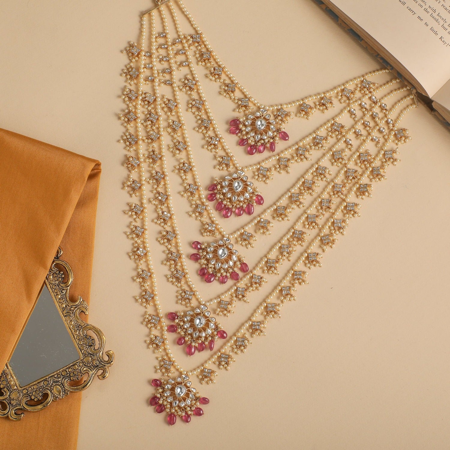 Vihara Jadau Multilayered Silver Necklace