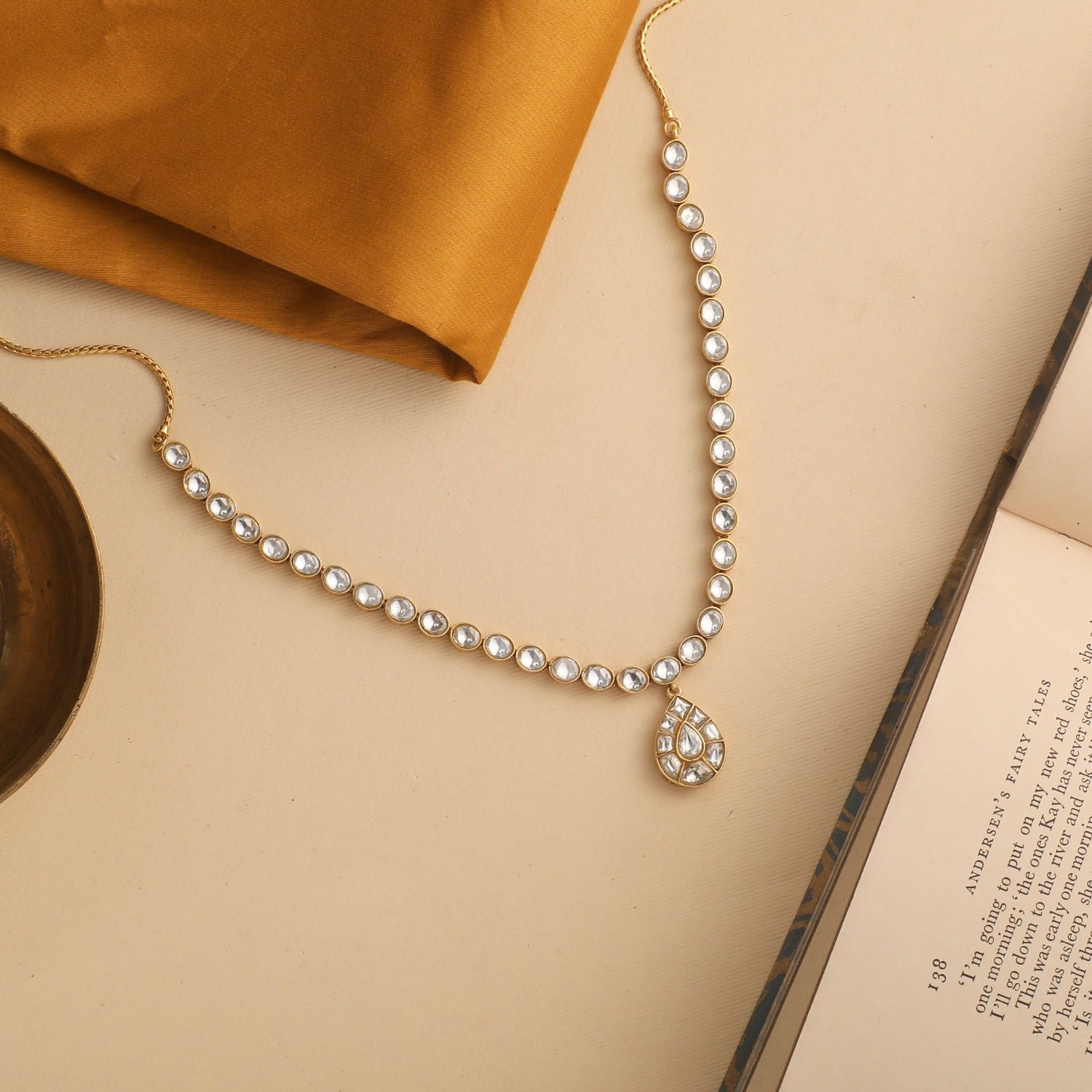 Necklaces Dogri Jadau Gold Plated Silver Necklace