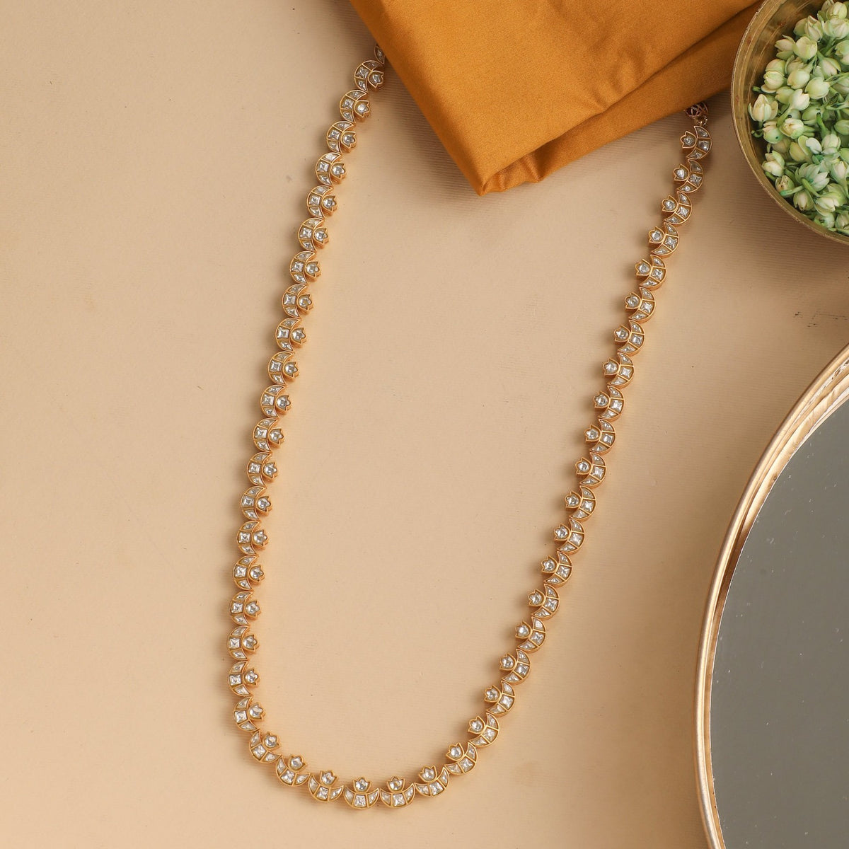 Necklaces Mallika Jadau Gold Plated Silver Chain Necklace