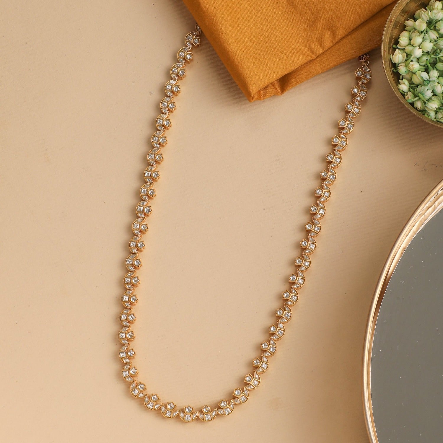 Necklaces Mallika Jadau Gold Plated Silver Chain Necklace