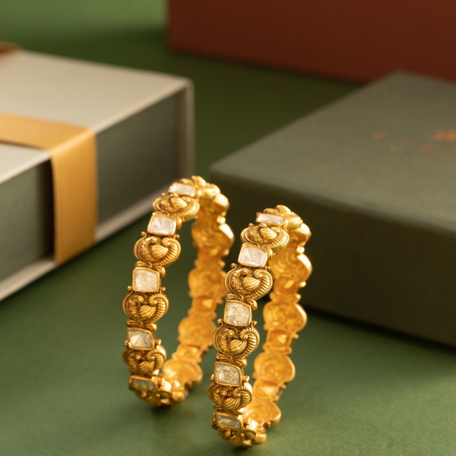 Bangles Rahini Nakshi Moissanite Silver Bangles