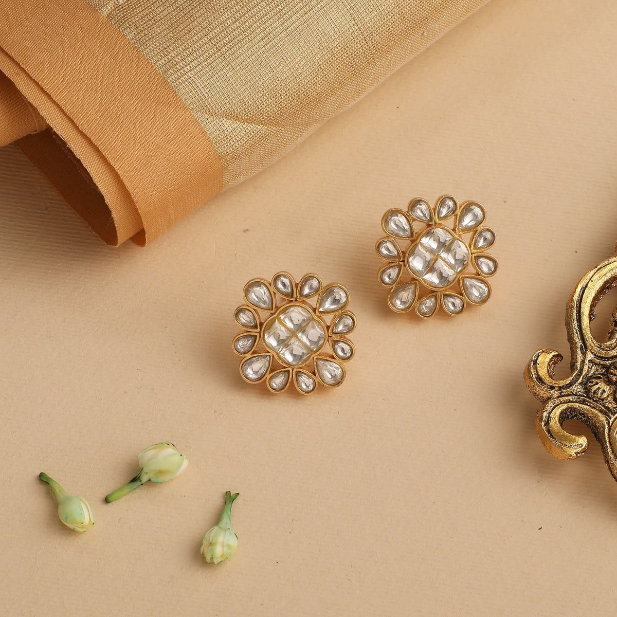 Earrings Sevanthi Jadau Silver Stud Earrings
