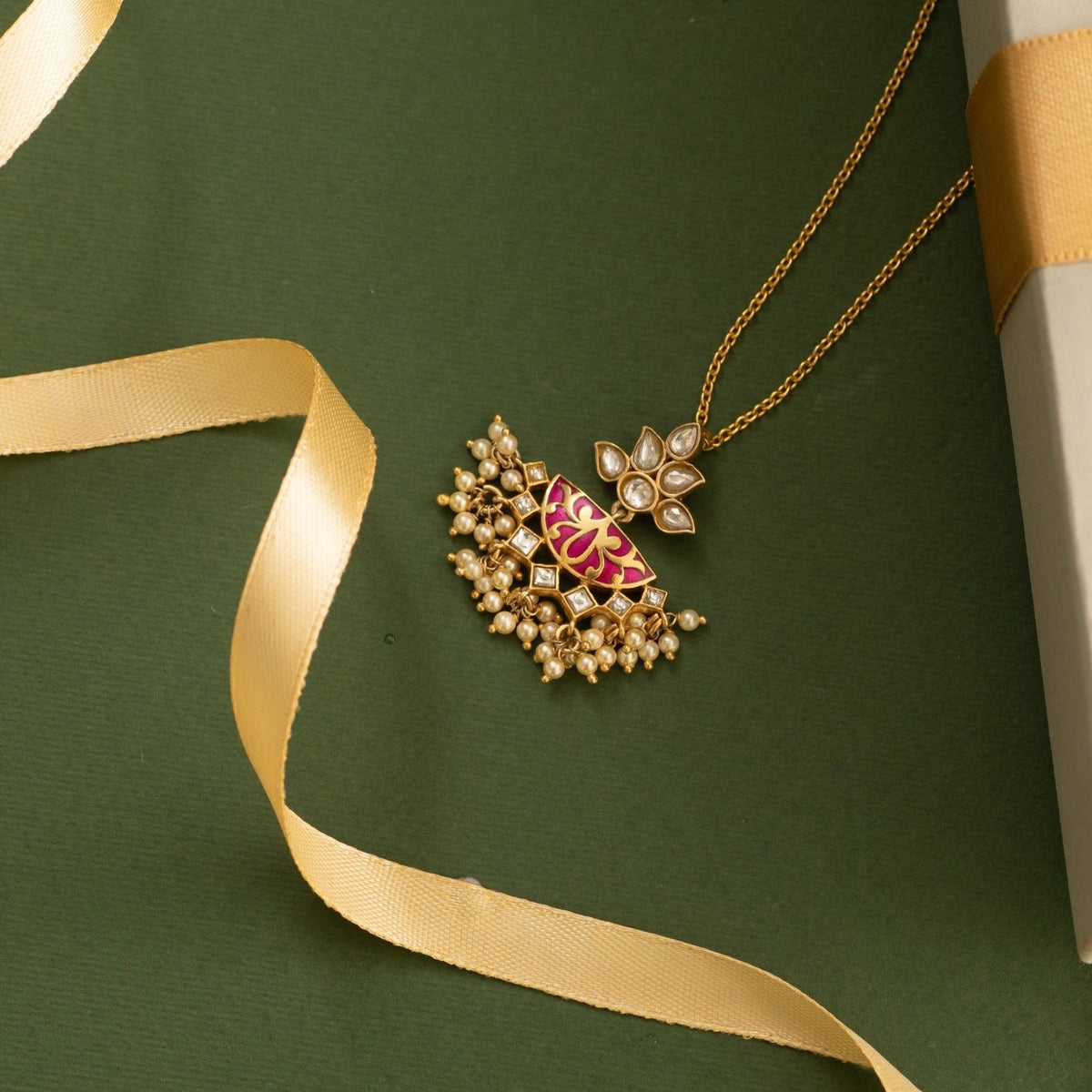 Necklaces Jamuna Jadau Silver Pendant Necklace