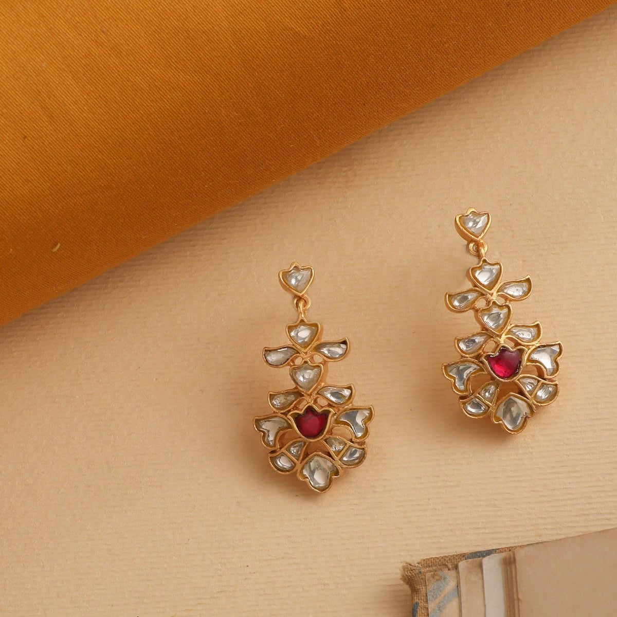 Earrings Shashi Gold Plated Jadau Silver Earrings