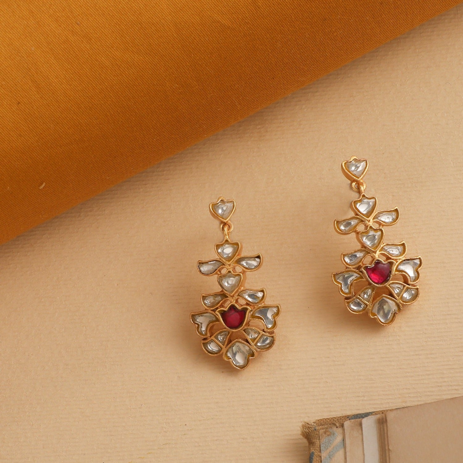 Earrings Shashi Gold Plated Jadau Silver Earrings
