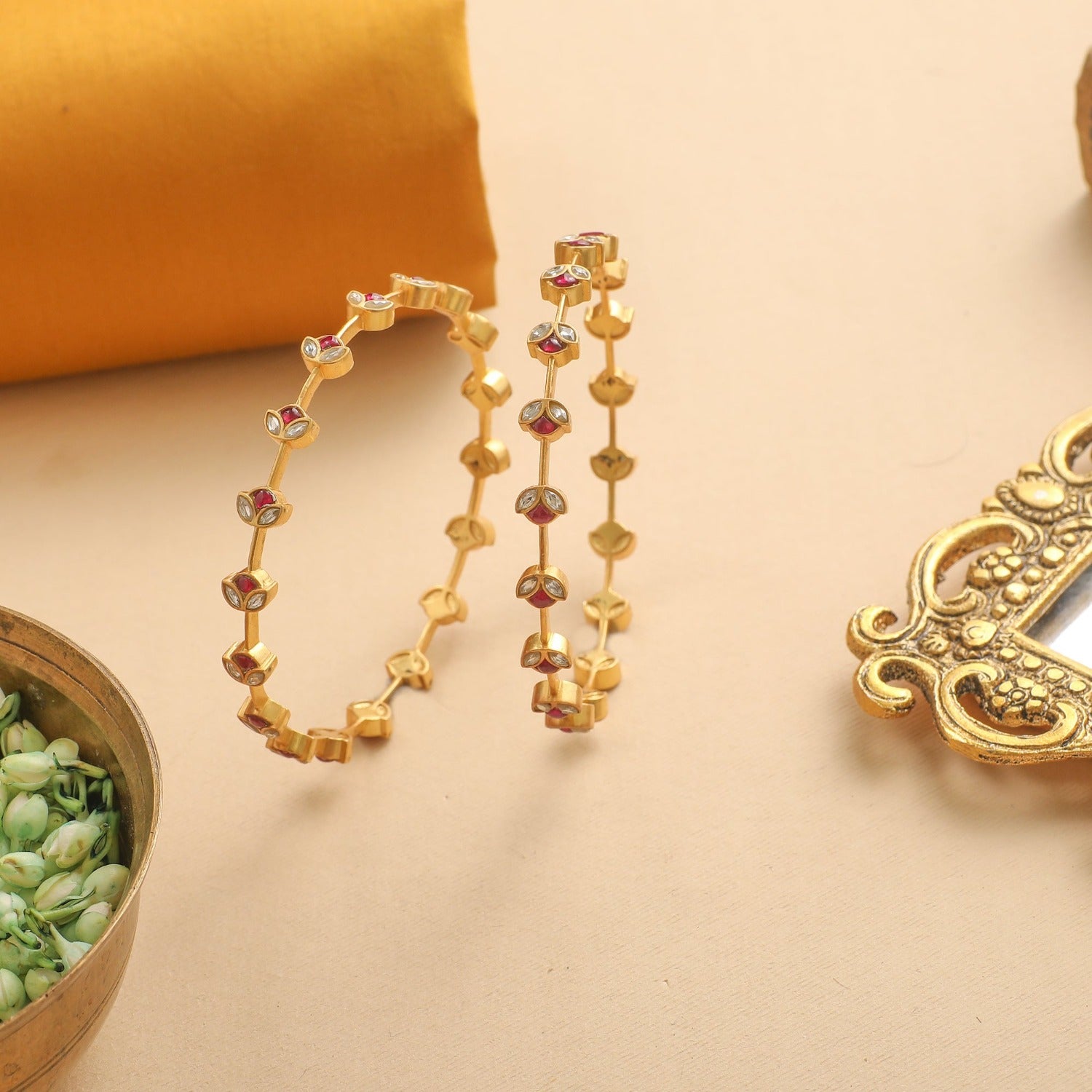 Bangles Irya Delicate Jadau Silver Bangles