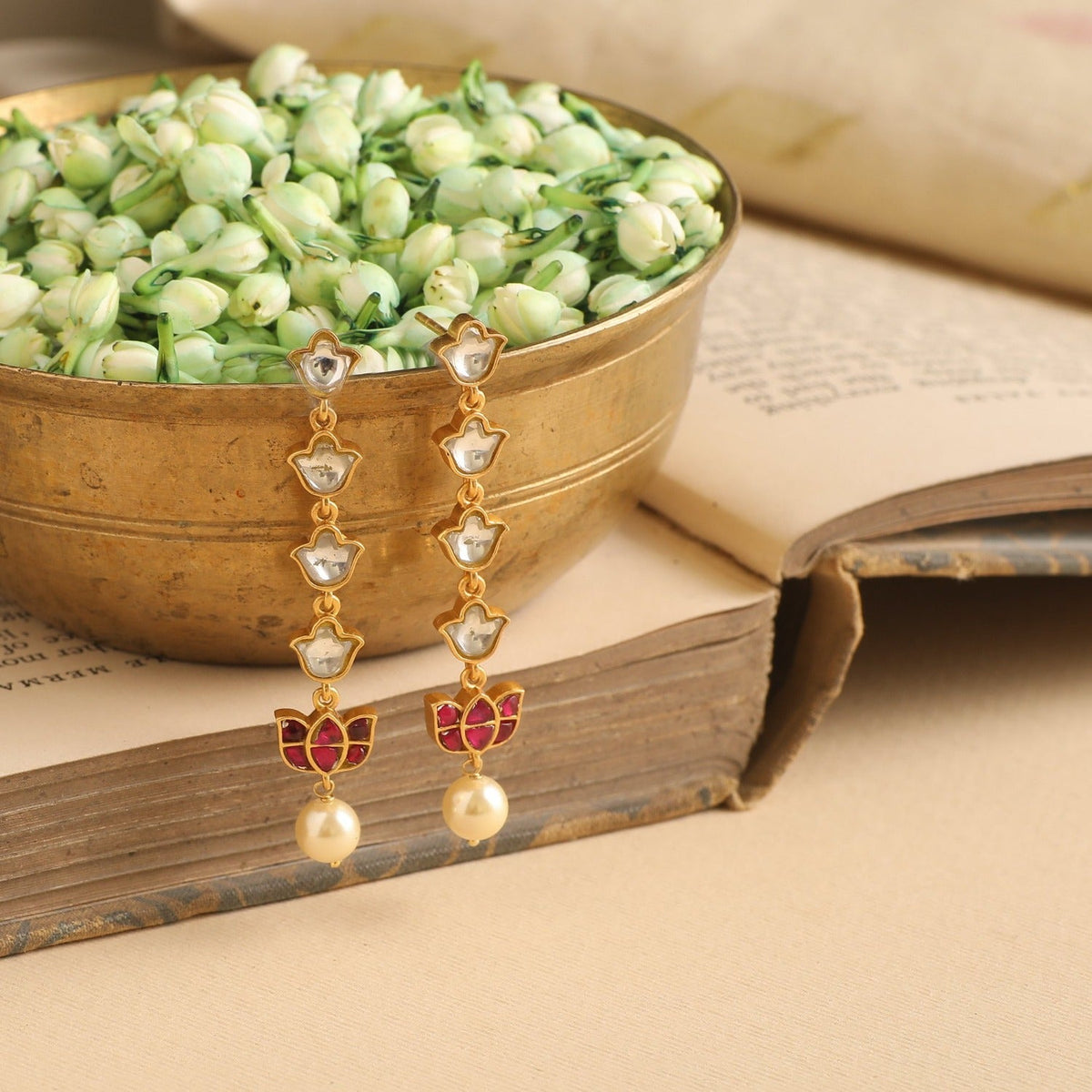 Earrings Mrinala Gold Plated Silver Drop Earrings