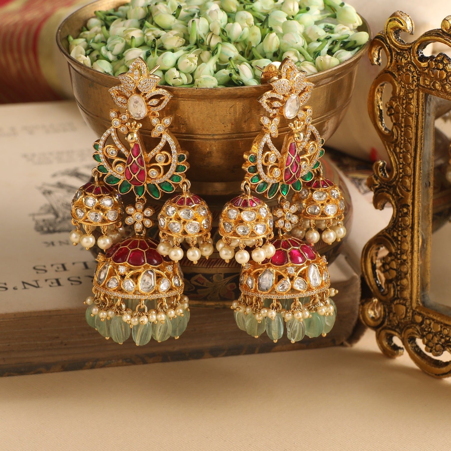 Rasika Mayur Moissanite Silver Jhumkis