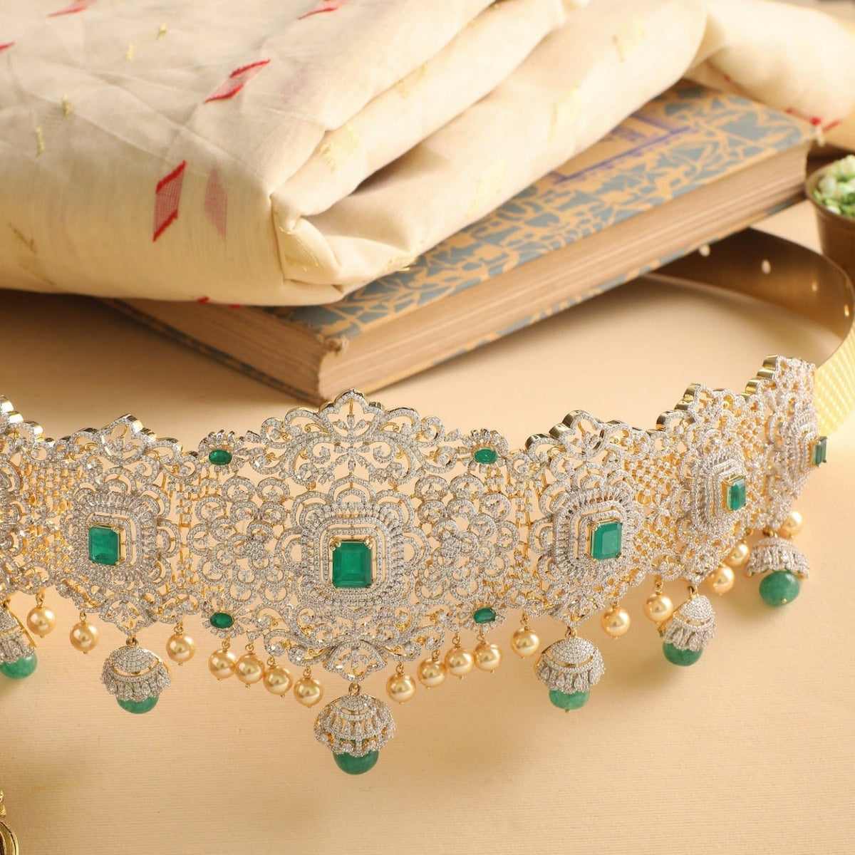 Waist Band Aashna Grand CZ Silver Kamar Bandh