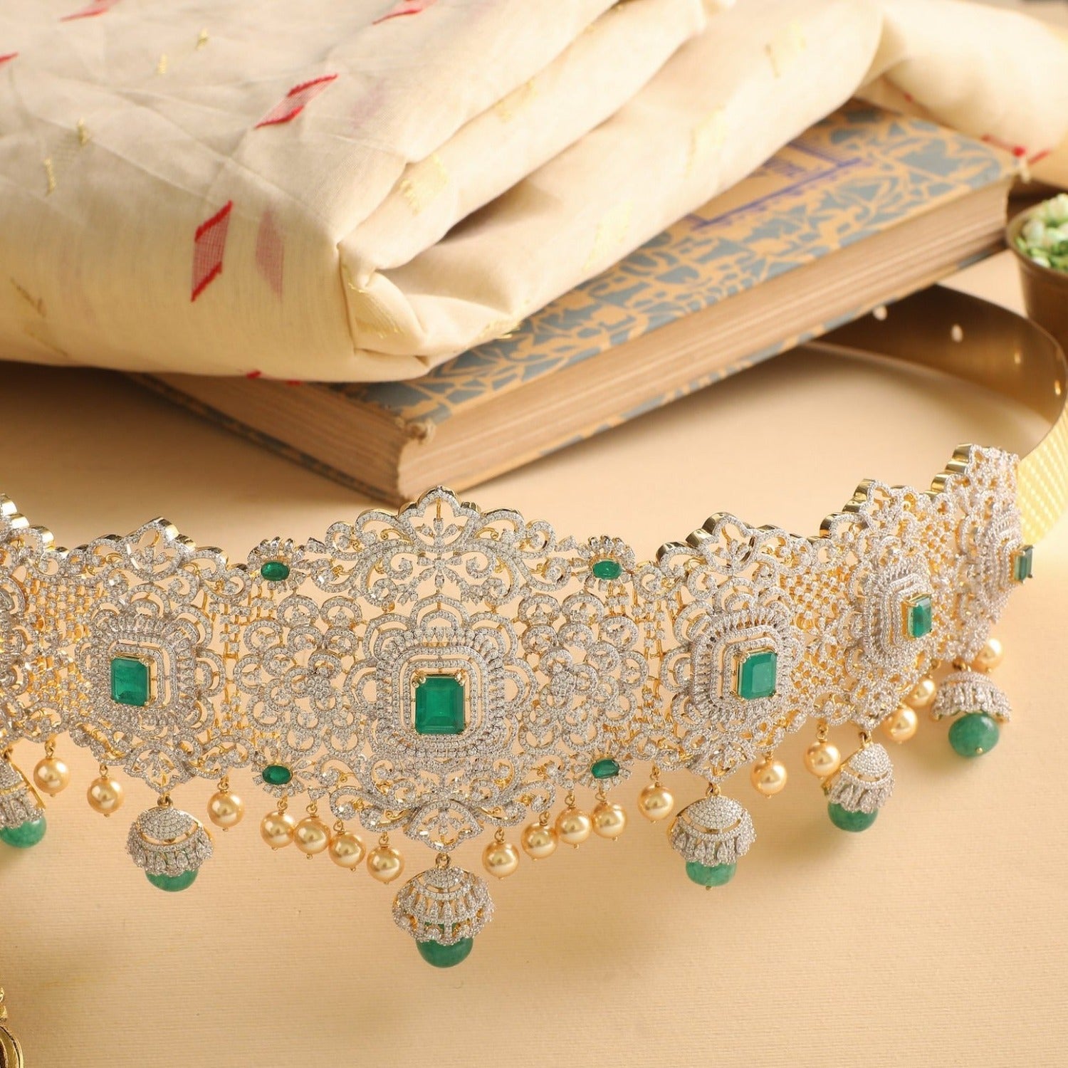 Waist Band Aashna Grand CZ Silver Kamar Bandh