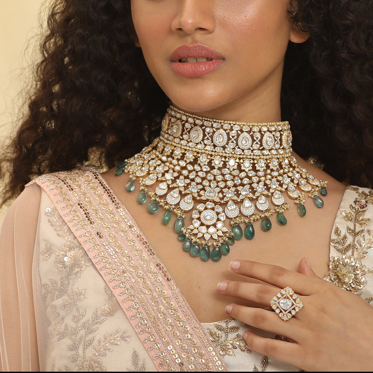 Rasika Grandeur Moissanite Silver Choker     