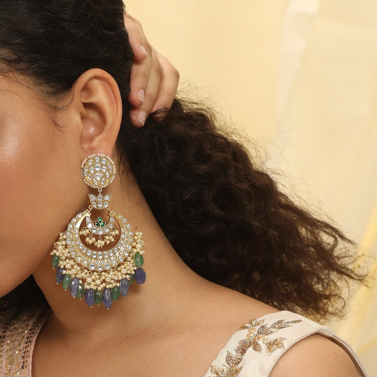 Earrings Sarika Jadau Polki Silver Earrings
