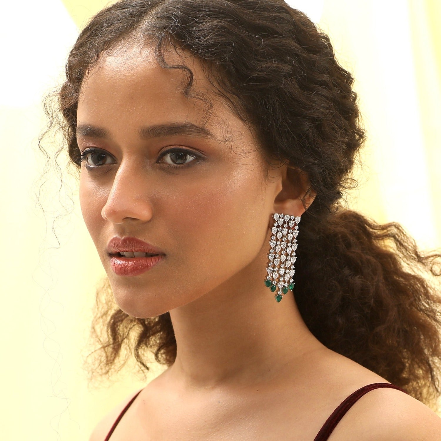 Rasika Chandelier Silver CZ Earrings