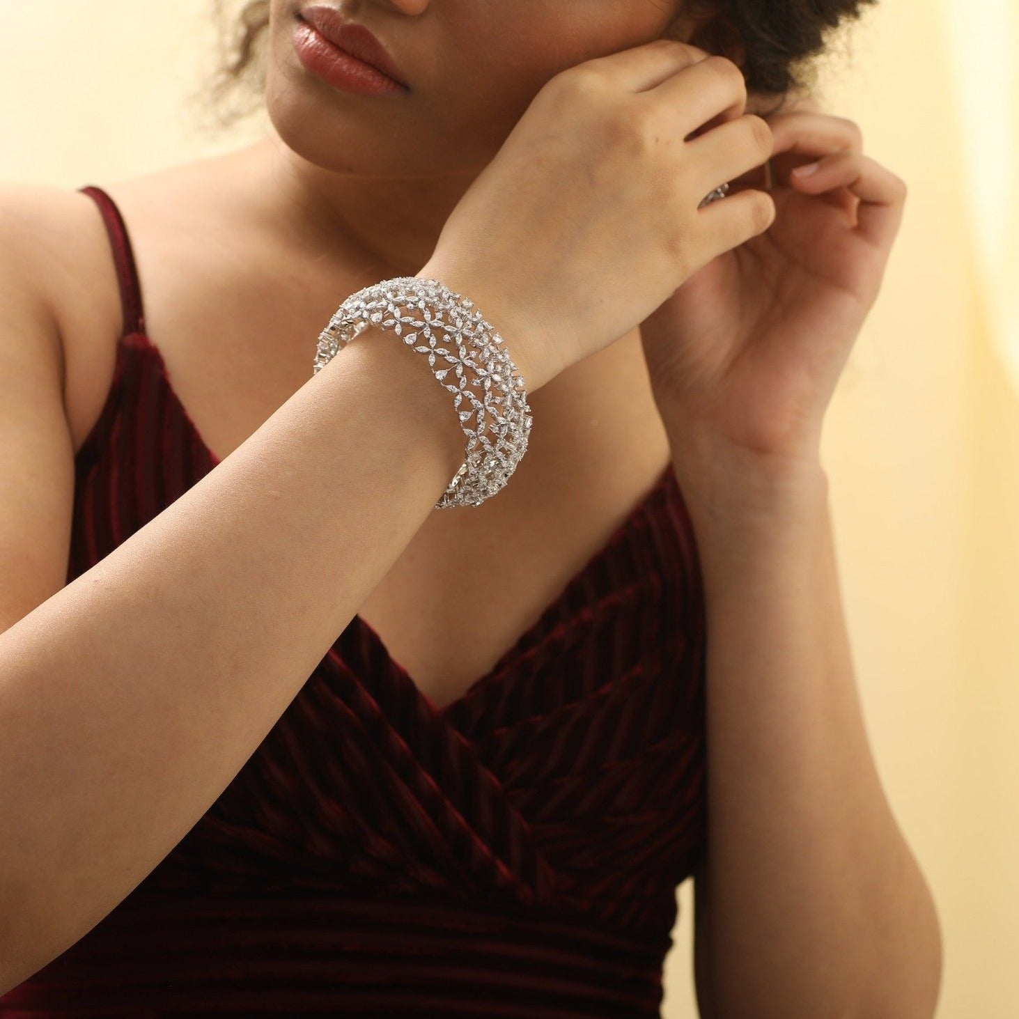 Bangles Rasika Blossoming Floral CZ Silver Bangle