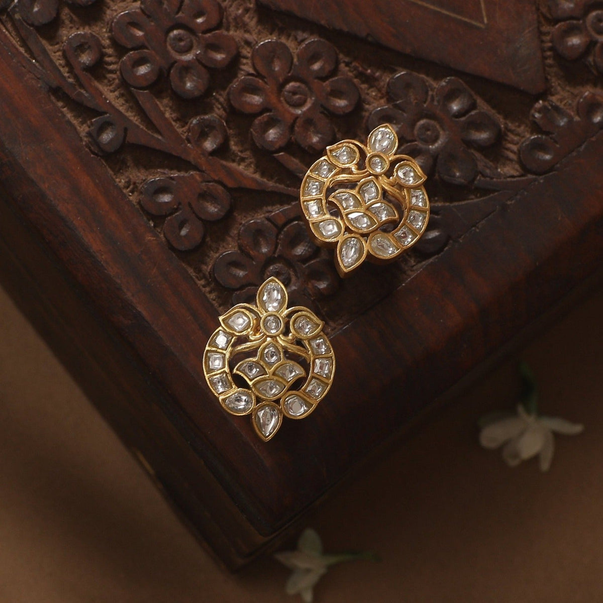 Earrings Mayra Polki Silver Stud Earrings