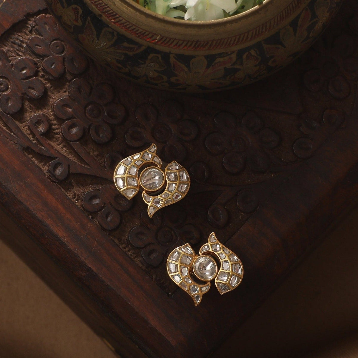 Earrings Rohita Jadau Silver Studs