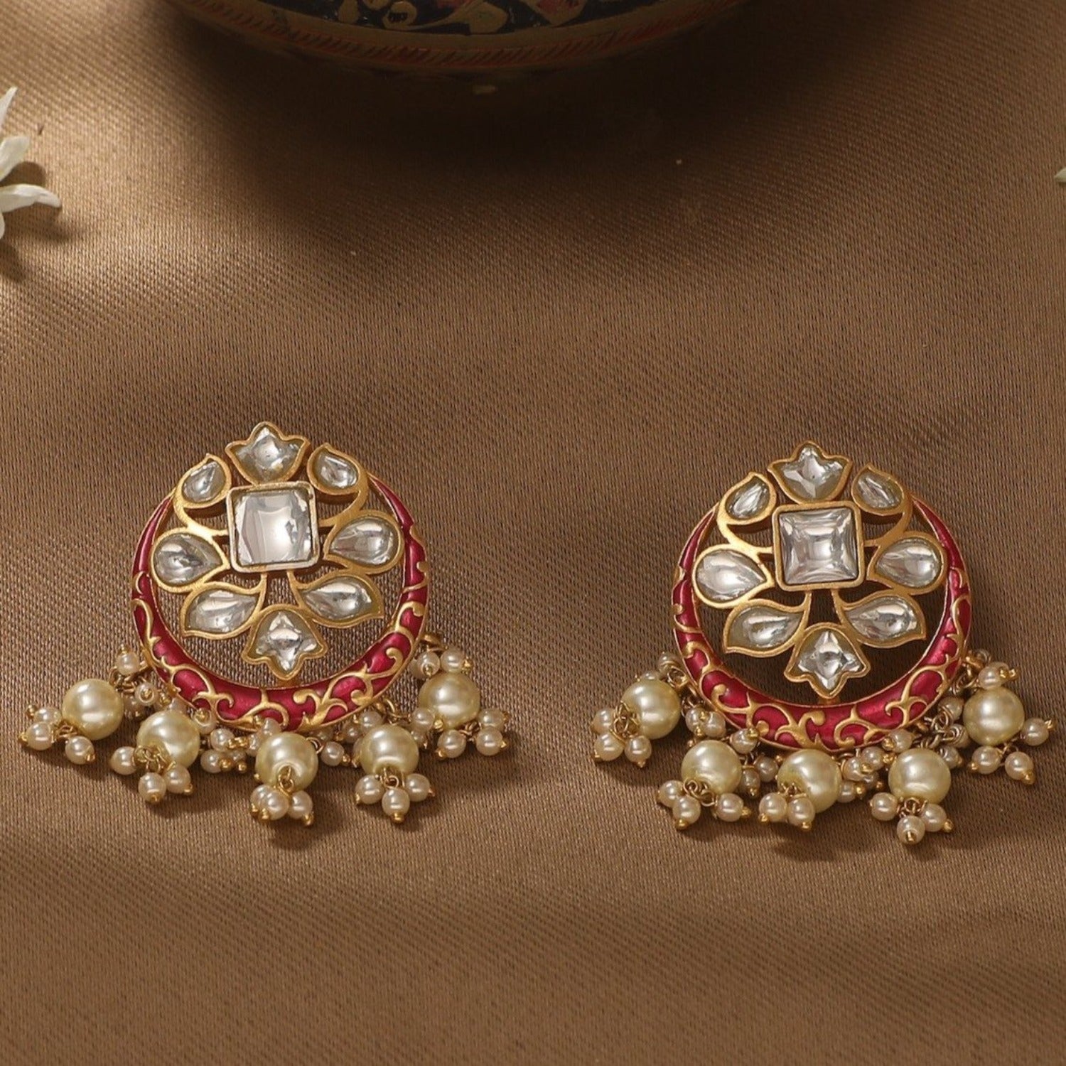 Chandni Enamel Silver Earrings