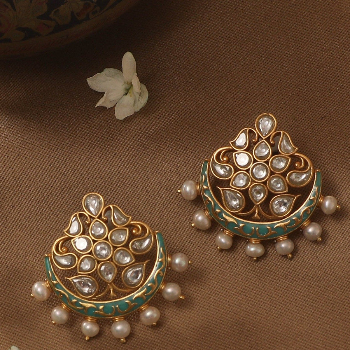 Earrings Sarit Enamel Jadau Silver Earring Studs
