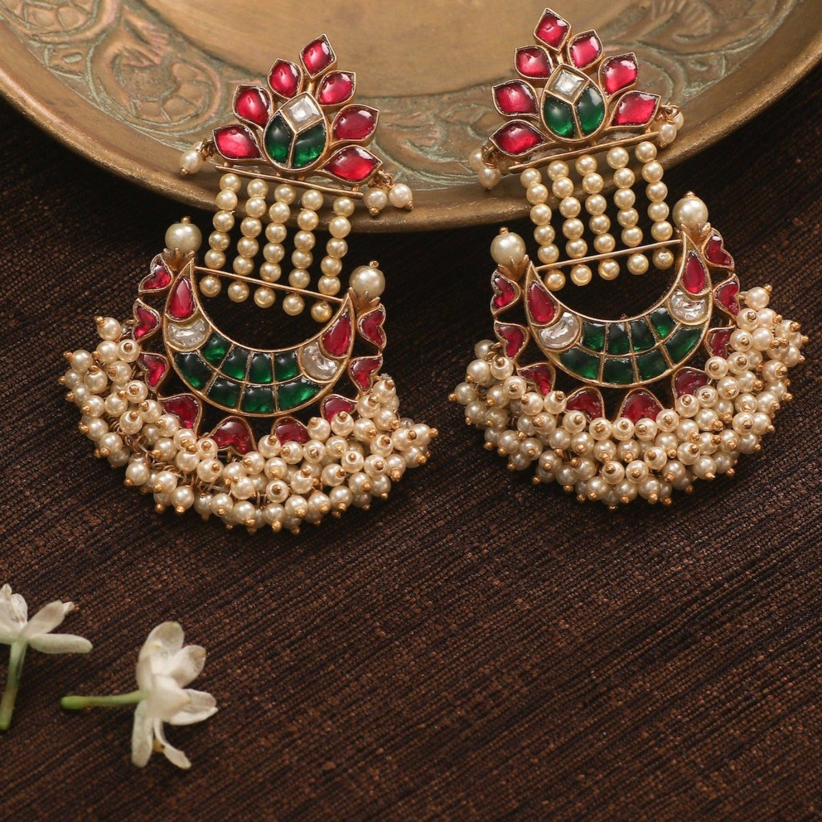 Earrings Striva Kempu Pearl Silver Earrings