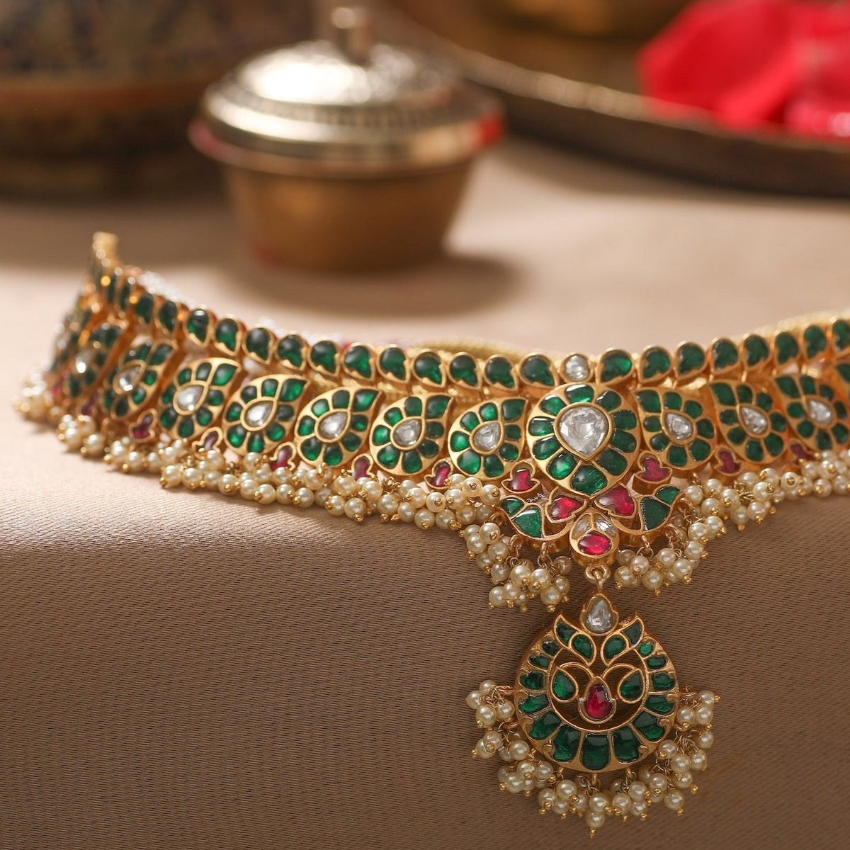 Necklaces Jyotsna Kempu Mango Silver Choker Necklace