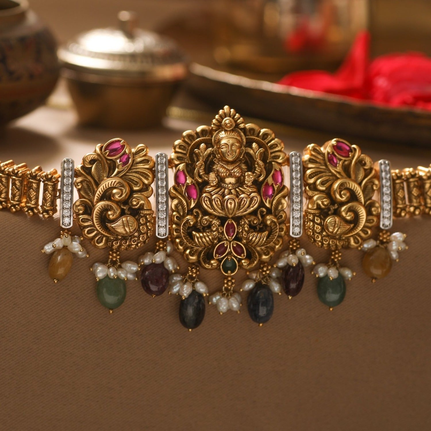 Necklaces Kshiti Antique Nakshi Silver Choker