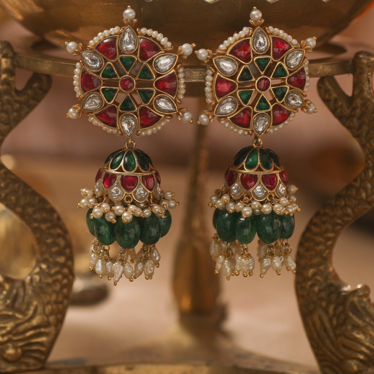 Yutika Jadau Silver Jhumki Earrings