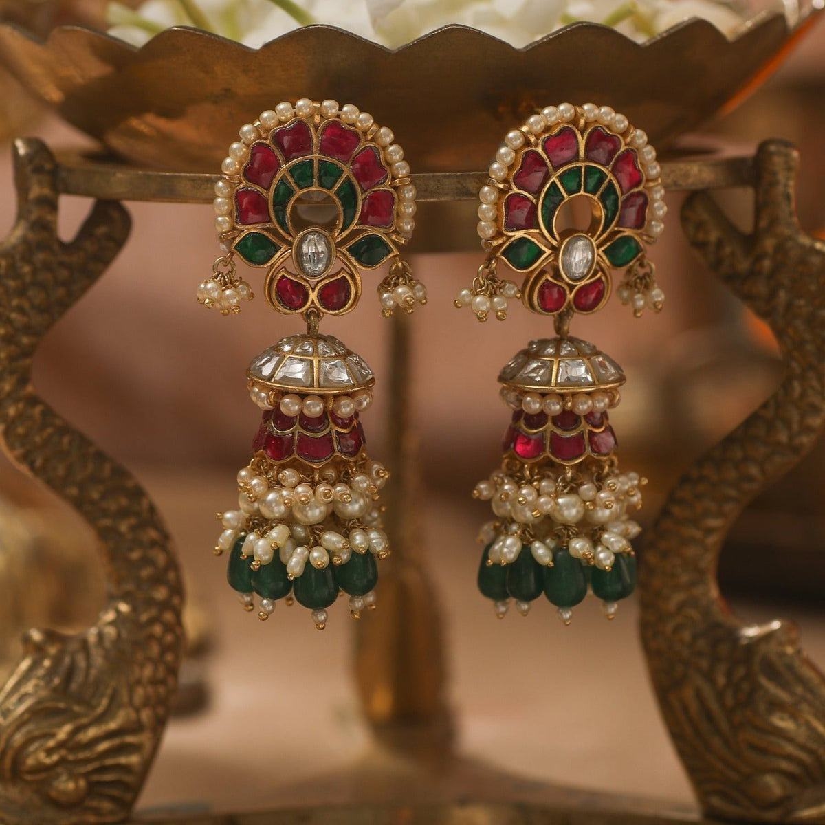 Earrings Sirisha Jadau Silver Jhumka Earrings
