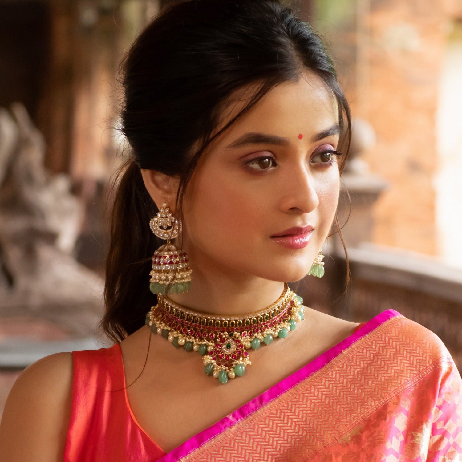 Necklaces Nargis Jadau Silver Bridal Choker Necklace