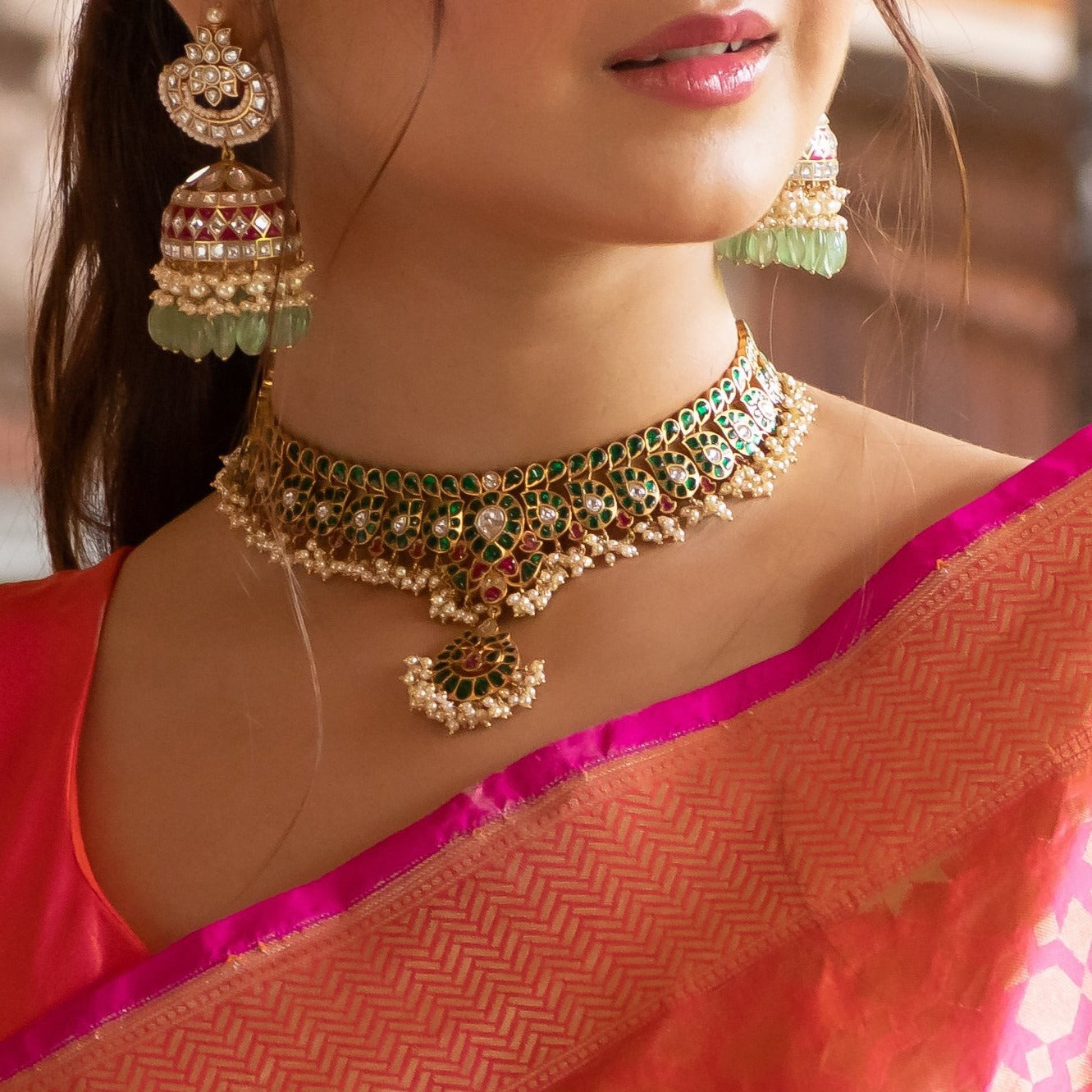 Necklaces Jyotsna Kempu Mango Silver Choker Necklace