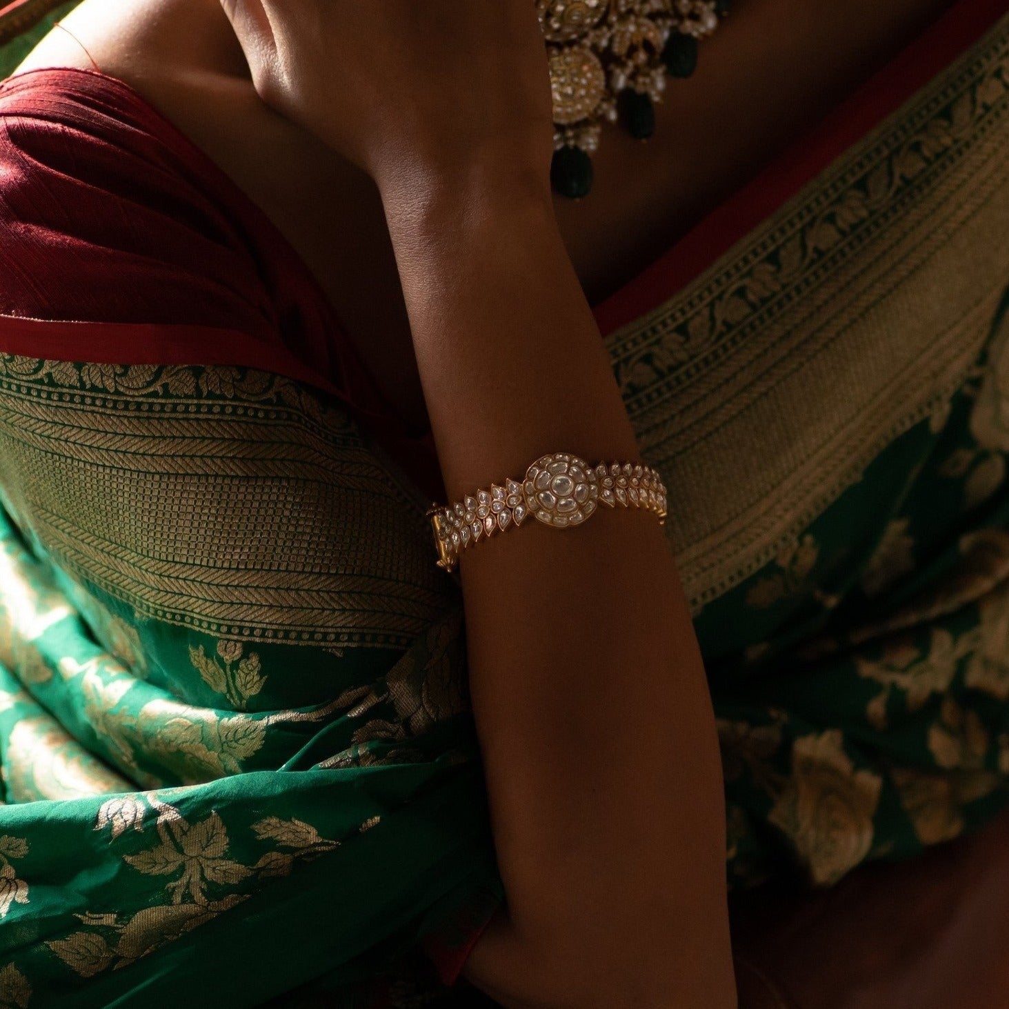 Bangles Vikasa Jadau Silver Bangle Kada