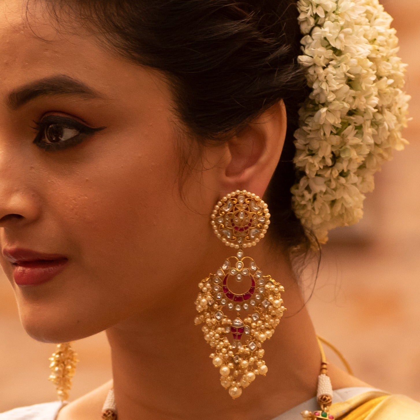 Jalika Chandbali Silver Earrings