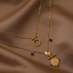 Necklaces Garnet Capricorn Zodiac Layered Gold Plated Silver Necklace