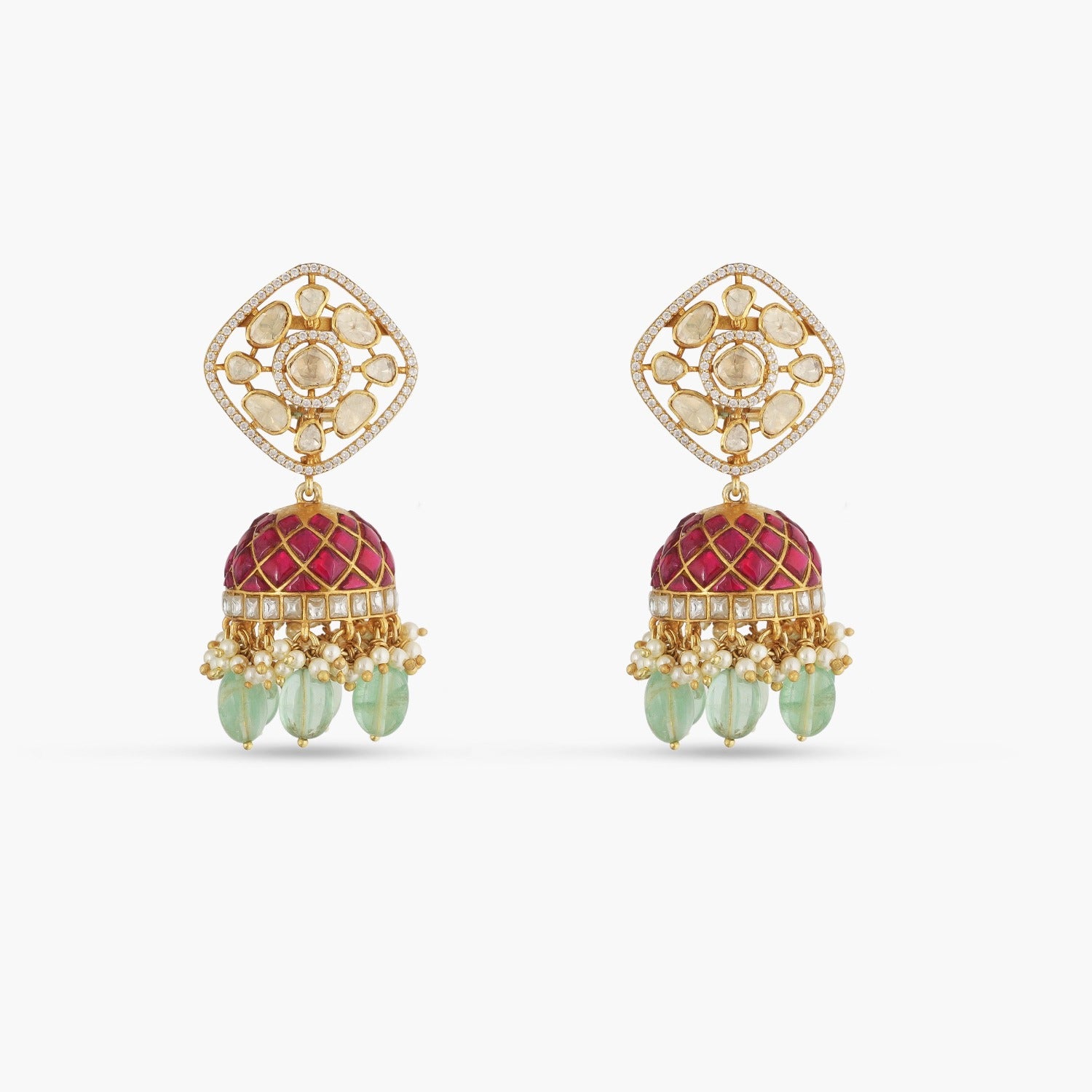 Earrings Rasika Moissanite Kempu Elegant Silver Jhumki Earrings