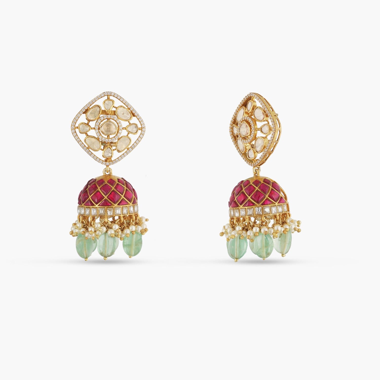Earrings Rasika Moissanite Kempu Elegant Silver Jhumki Earrings