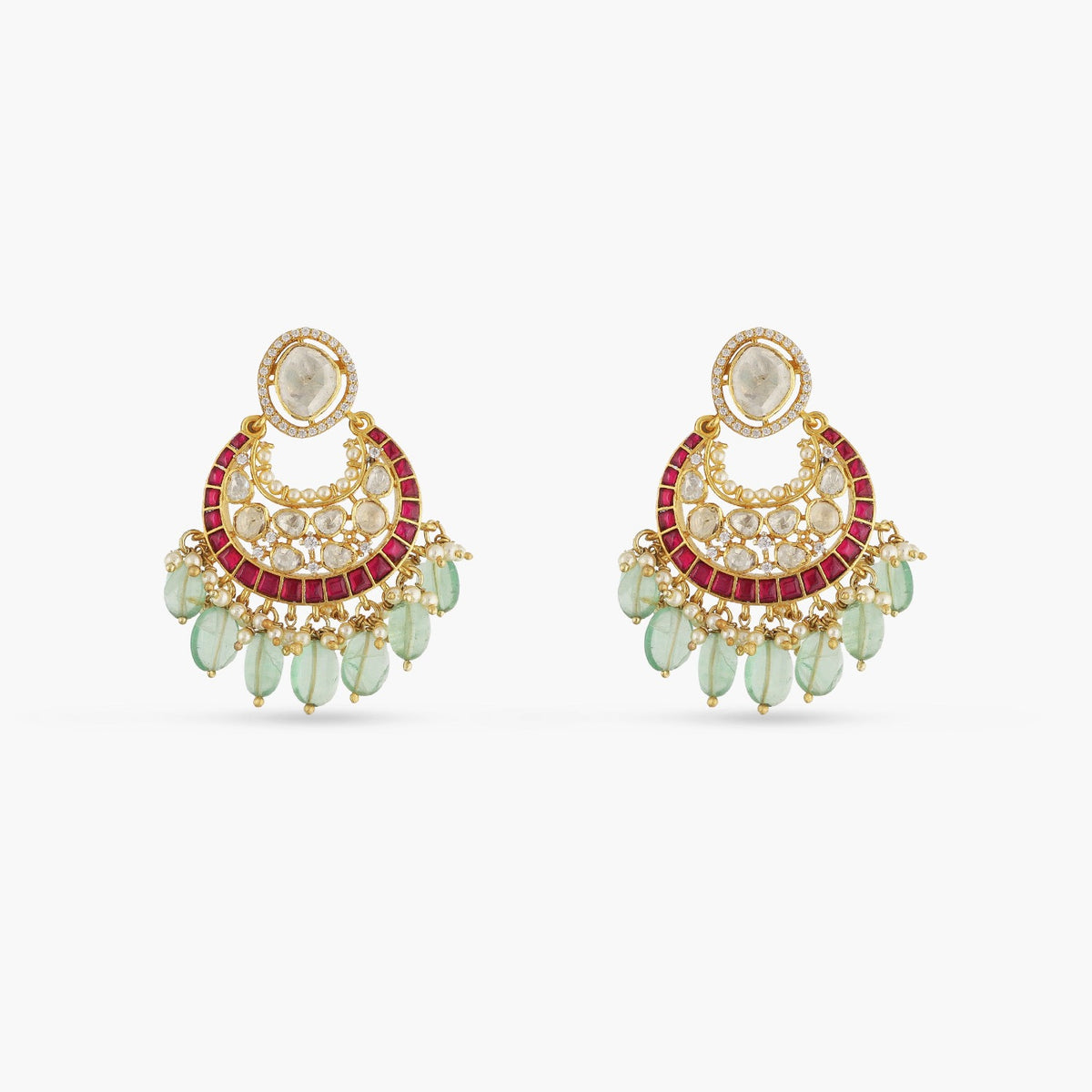 Rasika Moissanite Kempu Elegant Silver Chaandbali Earrings