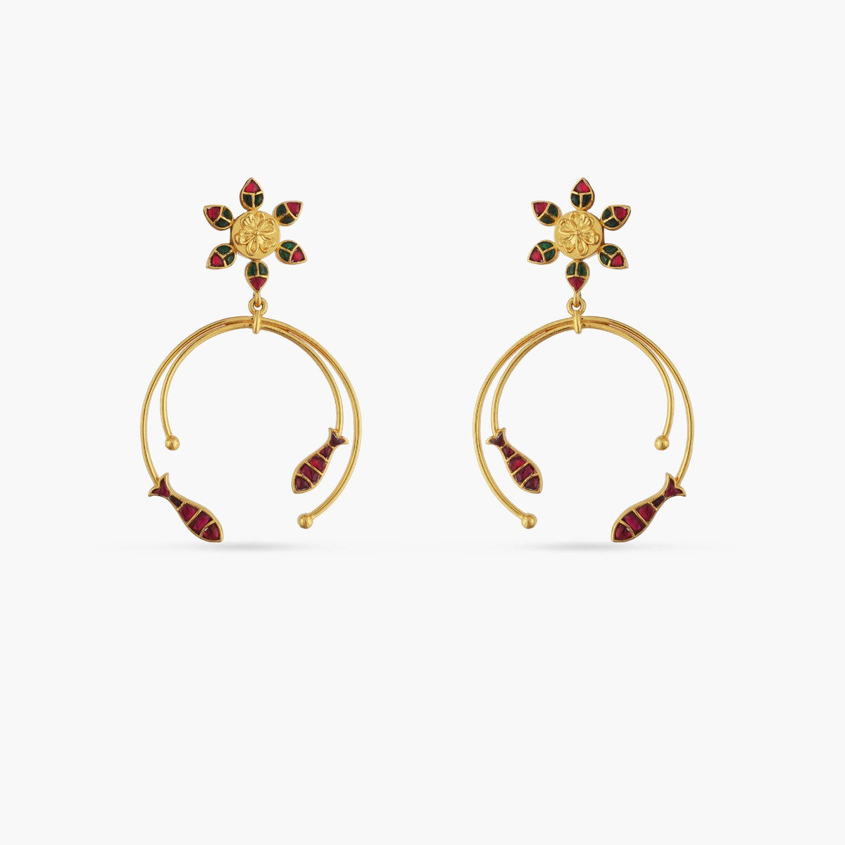 Matsya Floral Dangle Silver Earrings