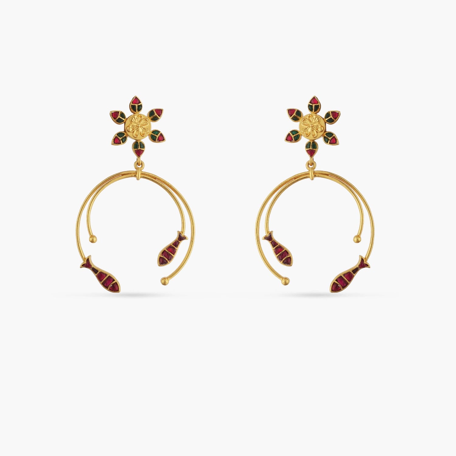 Earrings Matsya Floral Dangle Silver Earrings