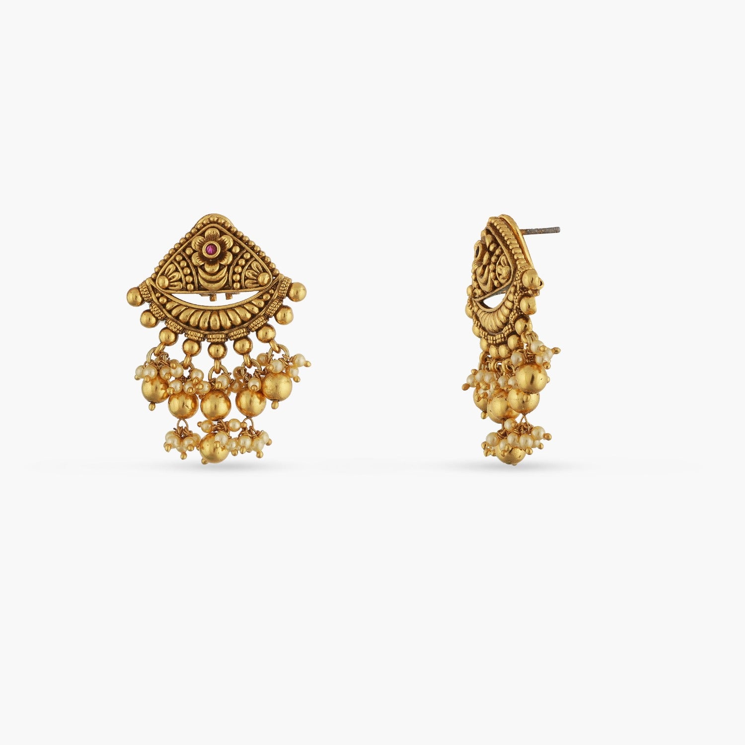 Earrings Swara Triangle Floral Silver Drop Earrings