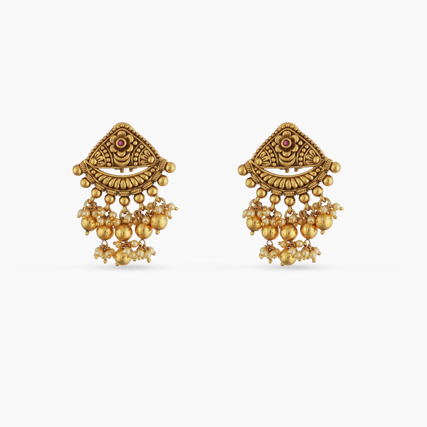 Earrings Swara Triangle Floral Silver Drop Earrings