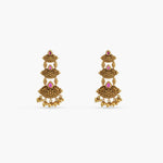 Earrings Swara Three Layer Floral Silver Drop Earrings