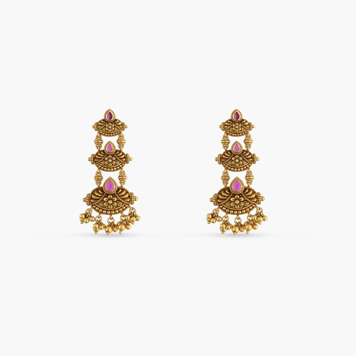 Earrings Swara Three Layer Floral Silver Drop Earrings