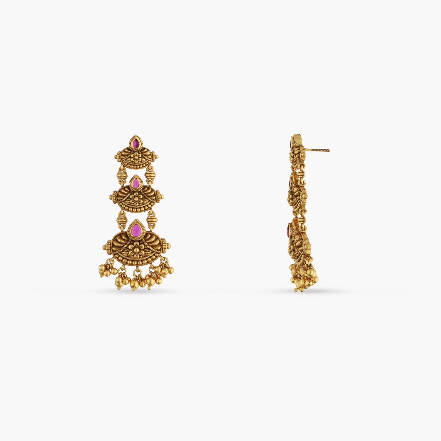 Earrings Swara Three Layer Floral Silver Drop Earrings