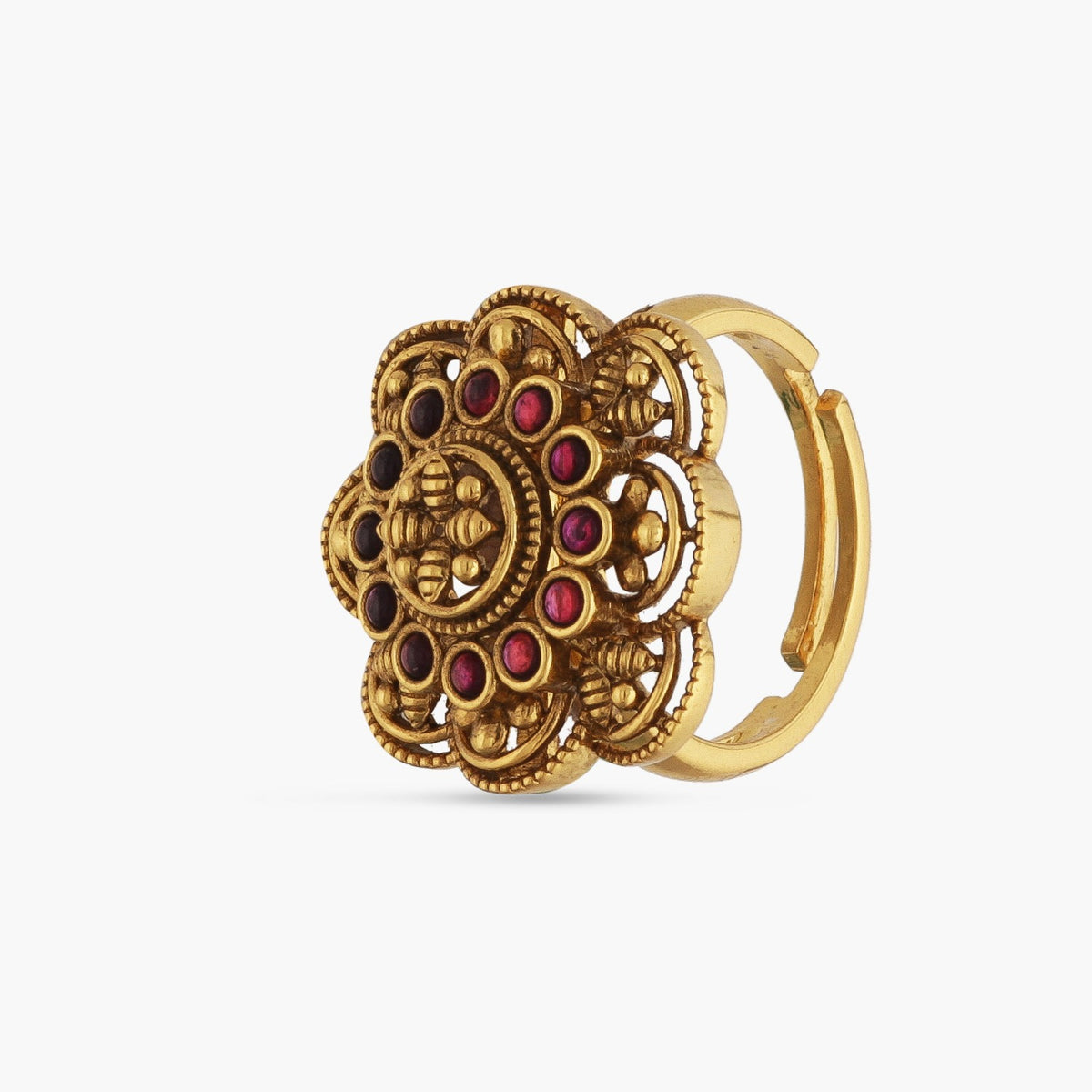 Swara Square Floral Silver Ring