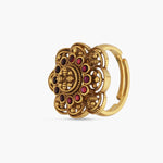 Swara Square Floral Silver Ring