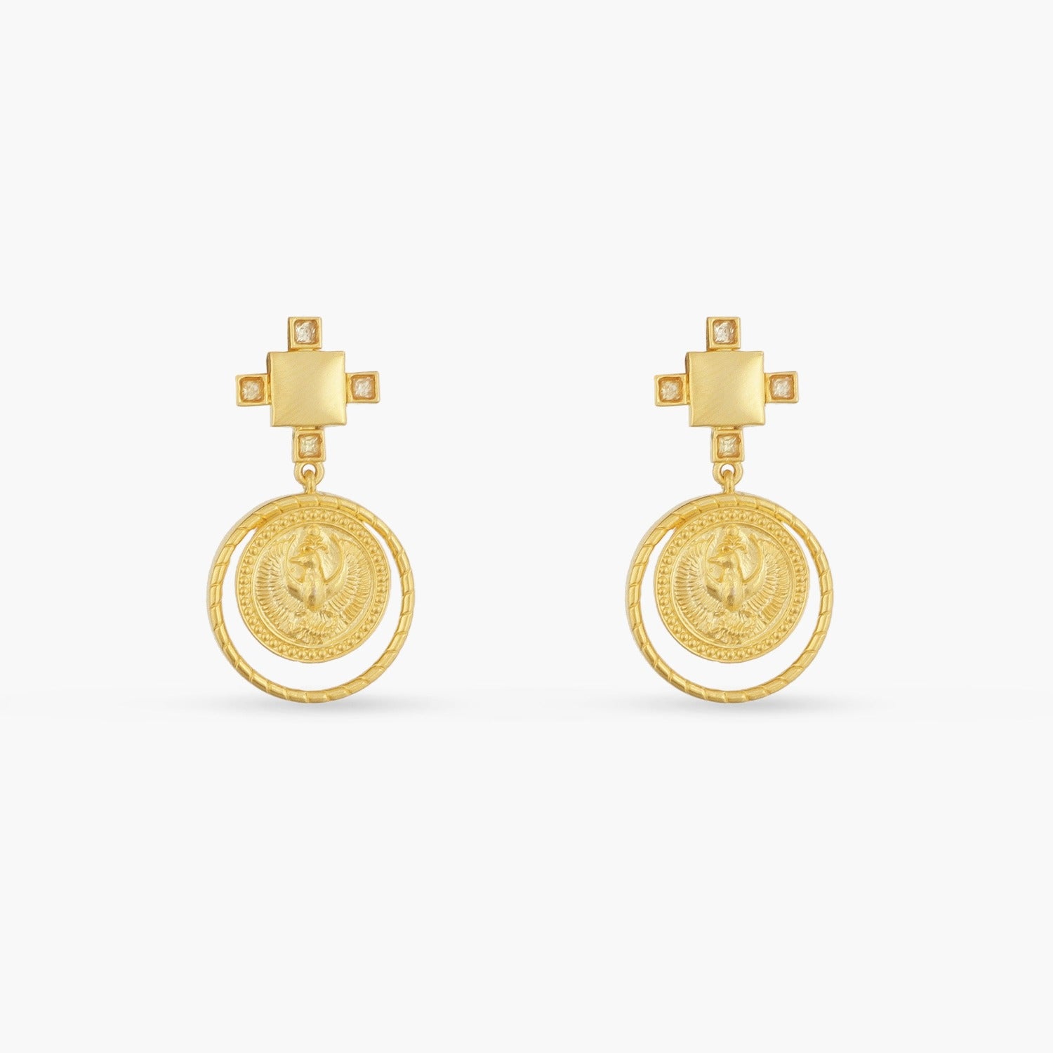 Citrine Scorpio Zodiac Gold Plated Silver Earrings