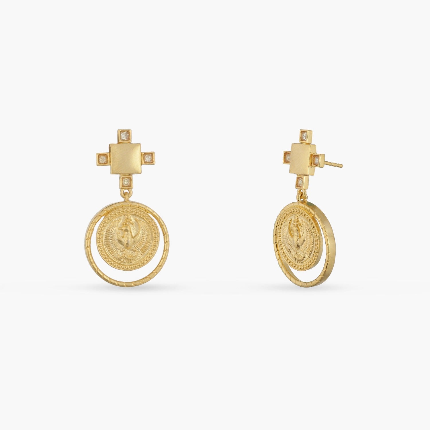 Citrine Scorpio Zodiac Gold Plated Silver Earrings