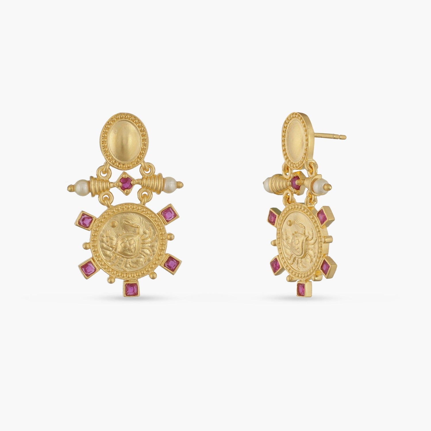 Golden Flower Tear Drop Earrings - Bollywood Collection - Radhika Store