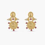 Ruby Cancer Zodiac Gold Plated Silver Earrings