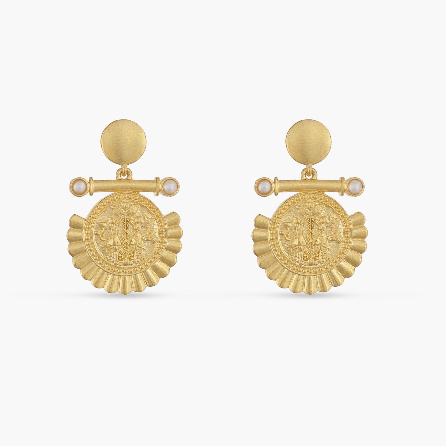 Pearl Gemini Zodiac Gold Plated Silver Earrings